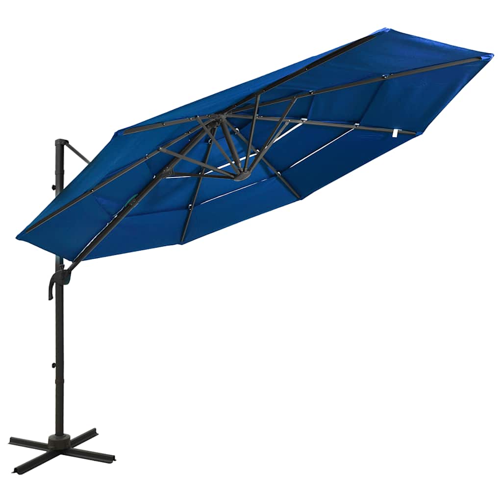 vidaXL 4-Tier Garden Parasol with Aluminium Pole Azure Blue 3x3 m 1