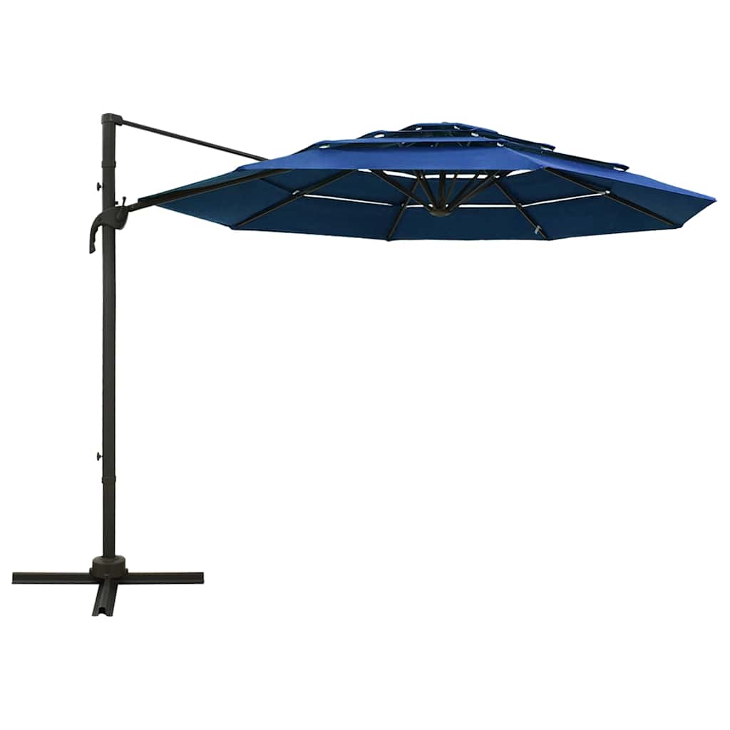 vidaXL 4-Tier Garden Parasol with Aluminium Pole Azure Blue 3x3 m 2
