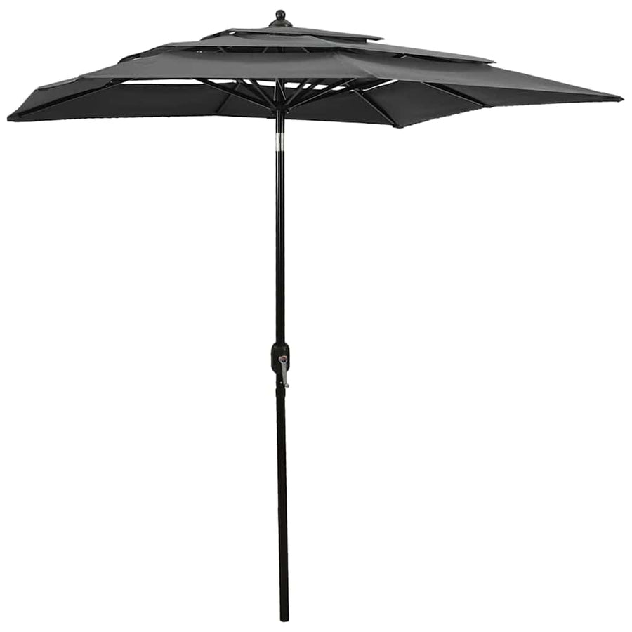 3-Tier Garden Parasol with Aluminium Pole 2,5x2,5 m Anthracite 2 m 2 m