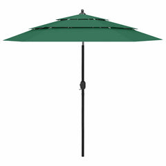 3-Tier Garden Parasol with Aluminium Pole Green 2.5 m