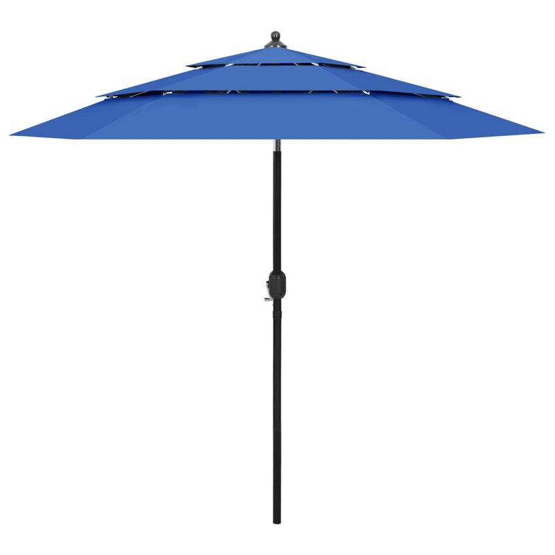 3-Tier Parasol with Aluminium Pole Azure Blue 2.5 m