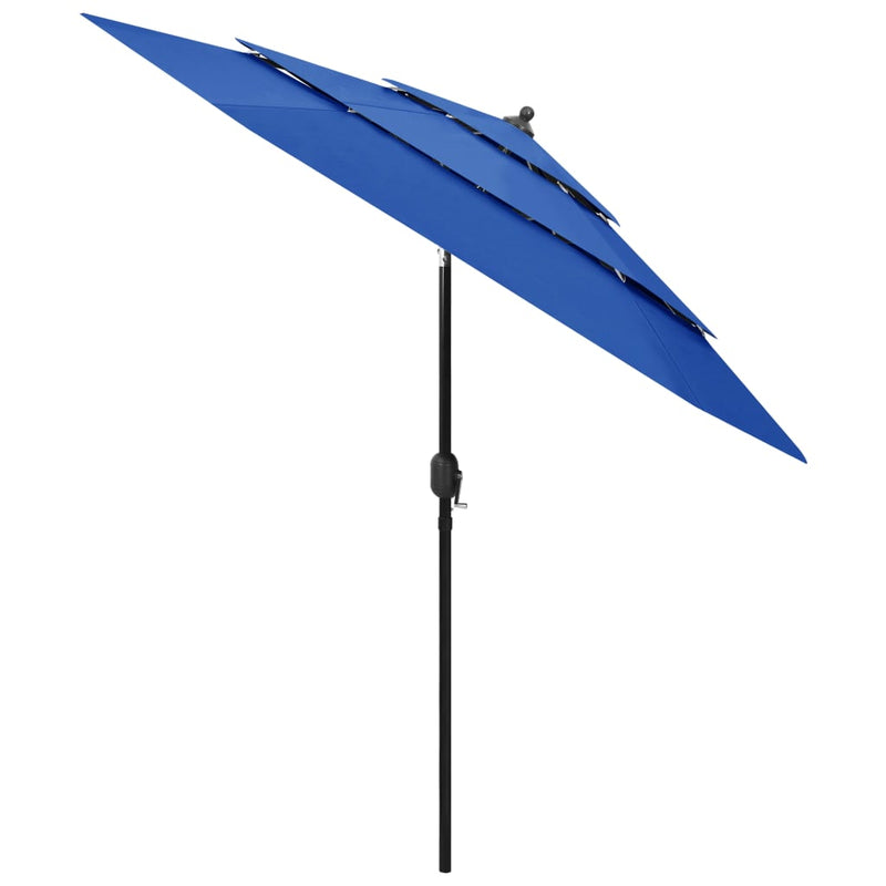 3-Tier Parasol with Aluminium Pole Azure Blue 2.5 m