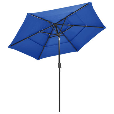 3-Tier Parasol with Aluminium Pole Azure Blue 2.5 m