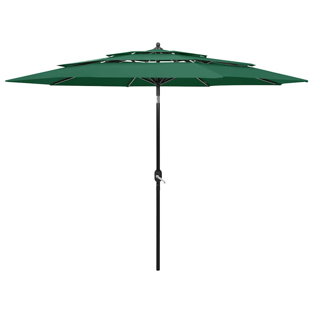 3-Tier Garden Parasol with Aluminium Pole Green 3 m