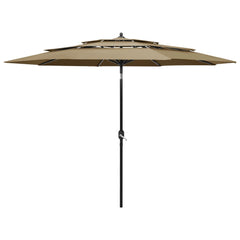 vidaXL Parasol | Taupe | Polyester | 3m Diameter | Foldable | Parasol | Round 1