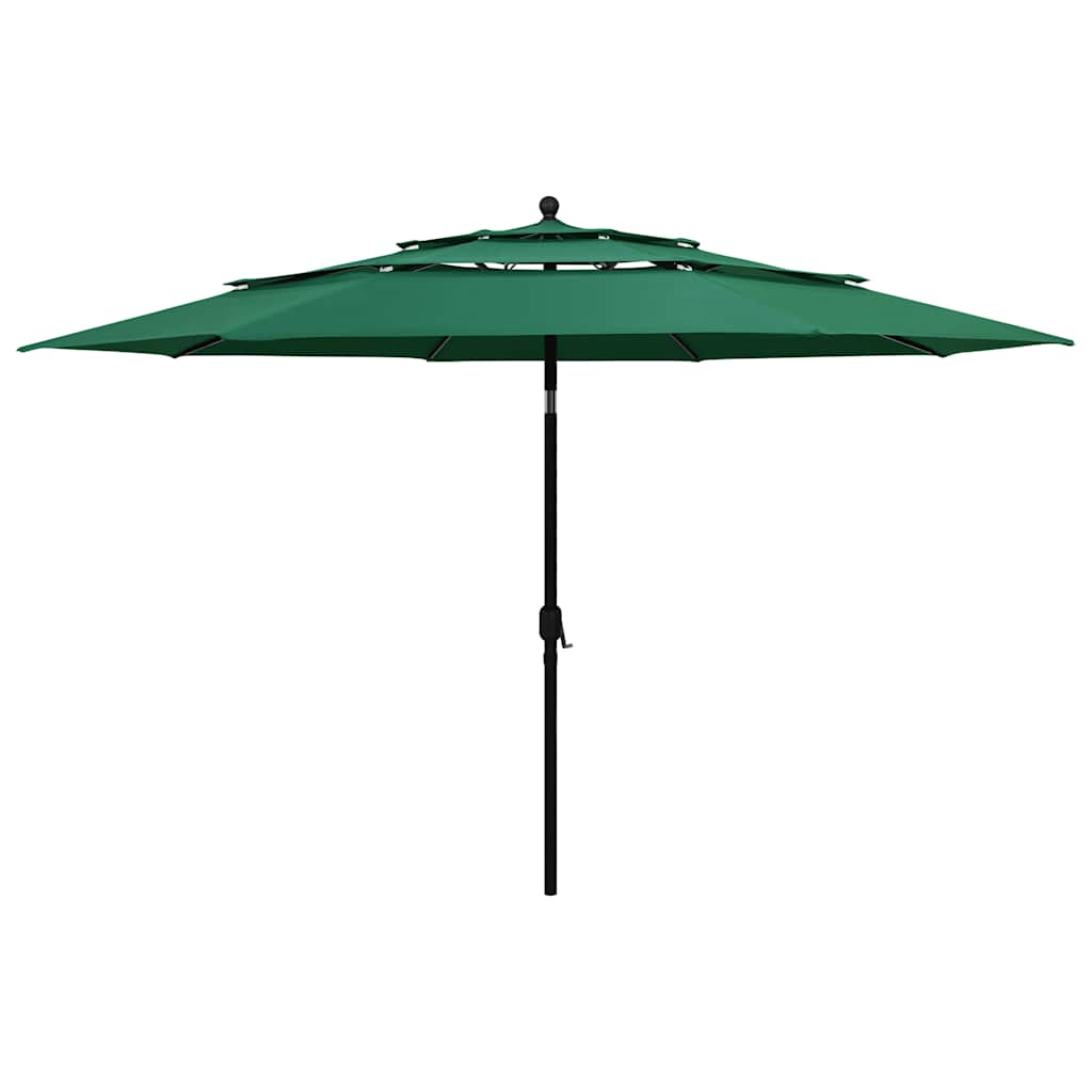 vidaXL 3-Tier Garden Parasol with Aluminium Pole Green 3.5 m 1