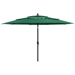 vidaXL 3-Tier Garden Parasol with Aluminium Pole Green 3.5 m 1