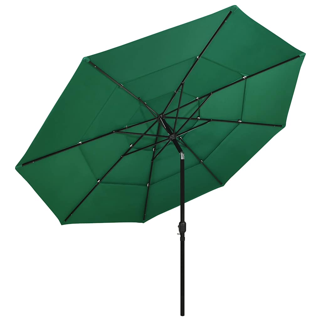 vidaXL 3-Tier Garden Parasol with Aluminium Pole Green 3.5 m 2