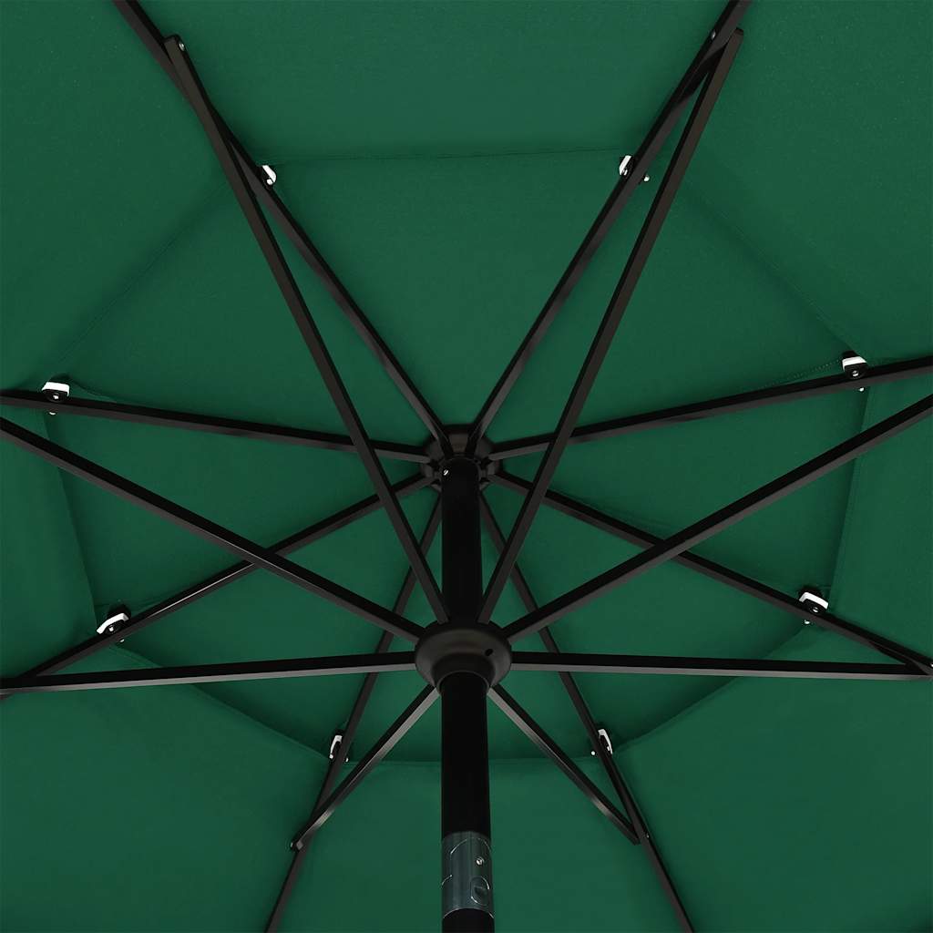 vidaXL 3-Tier Garden Parasol with Aluminium Pole Green 3.5 m 5