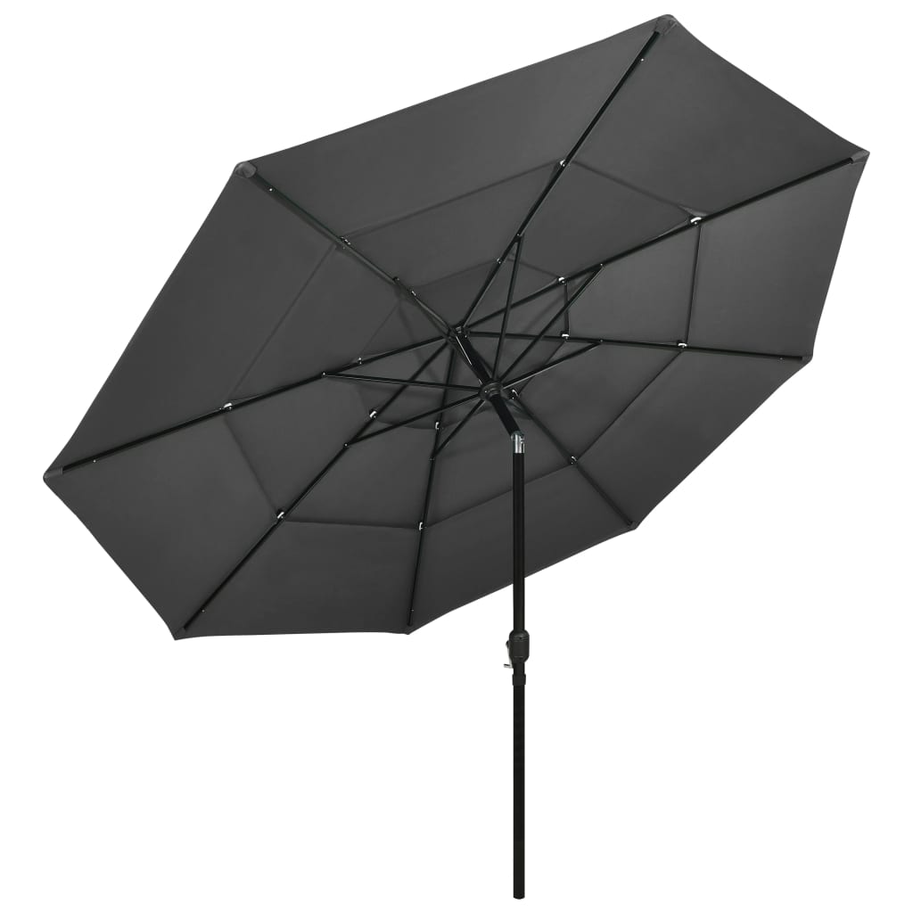 vidaXL 3-Tier Garden Parasol with Aluminium Pole Anthracite 3.5 m 2