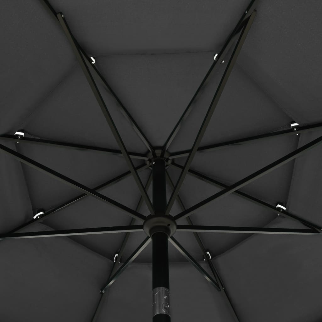 vidaXL 3-Tier Garden Parasol with Aluminium Pole Anthracite 3.5 m 5