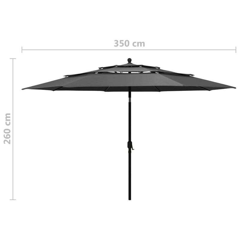 3-Tier Parasol with Aluminium Pole Anthracite 3.5 m