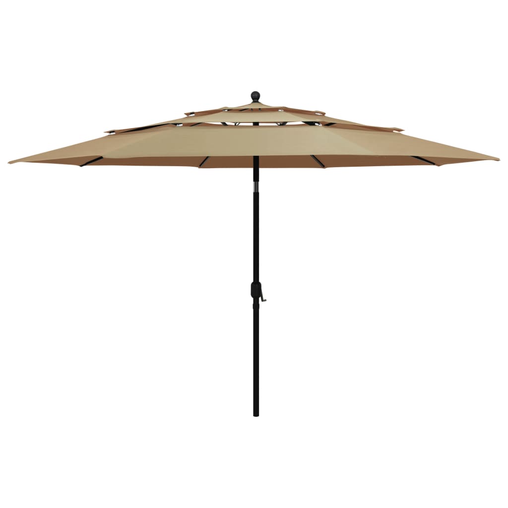 vidaXL 3-Tier Garden Parasol with Aluminium Pole Taupe 3.5 m 1