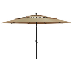vidaXL 3-Tier Garden Parasol with Aluminium Pole Taupe 3.5 m 1