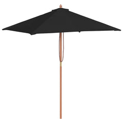 vidaXL Garden Parasol with Wooden Pole Black 150x200 cm 2