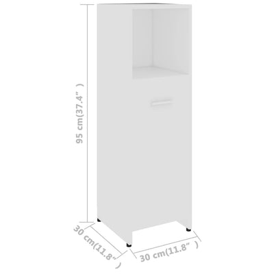 Juego de muebles de baño de 3 piezas de madera de ingeniería blanca