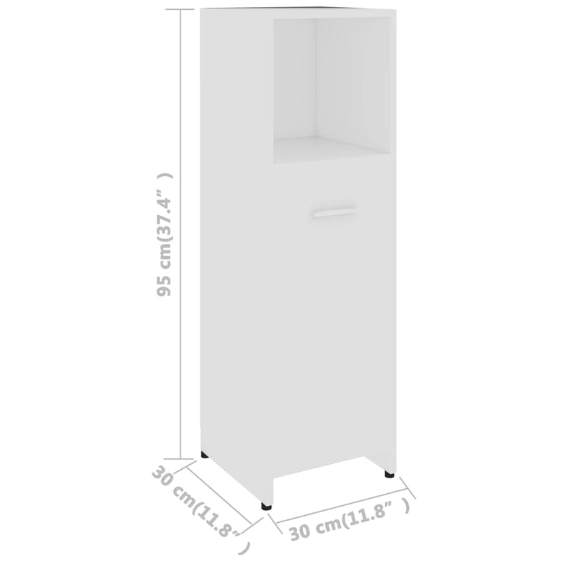 Juego de muebles de baño de 3 piezas de madera de ingeniería blanca