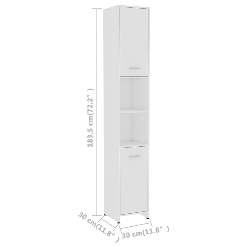 Juego de muebles de baño de 3 piezas de madera de ingeniería blanca