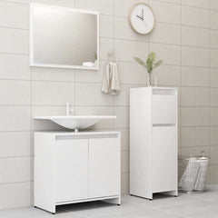 3 Piece Bathroom Furniture Set Engineered Wood White