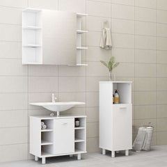 3 Piece Bathroom Furniture Set Engineered Wood White