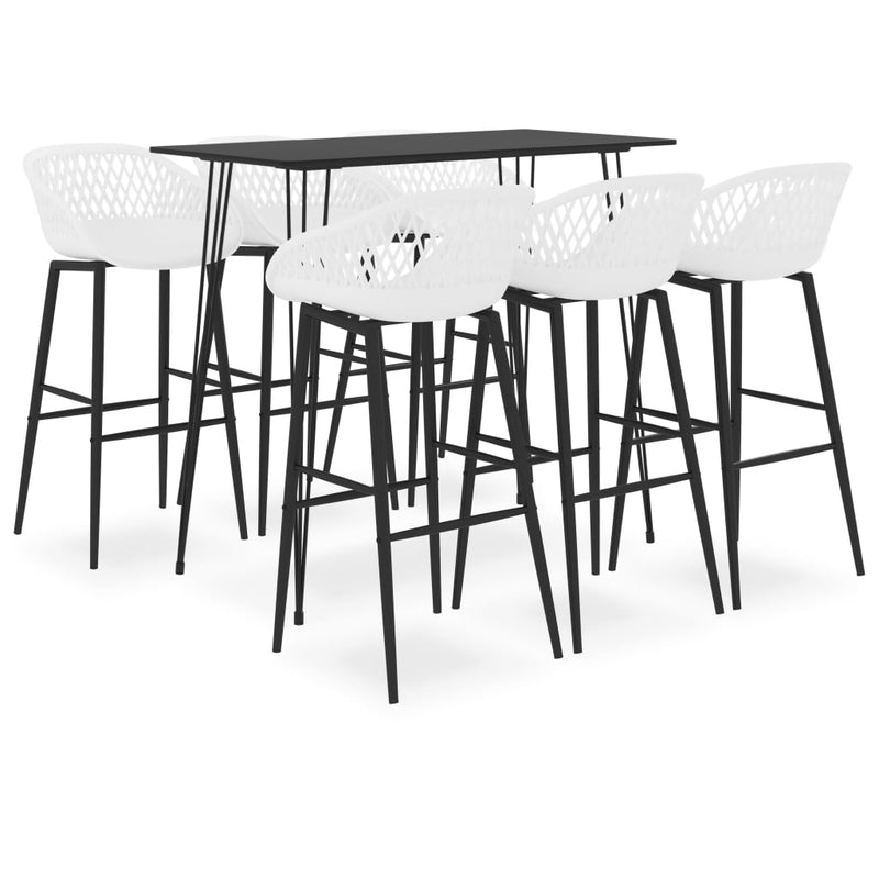 7 Piece Bar Set Black and White