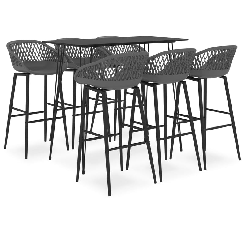 7 Piece Bar Set Black and Grey