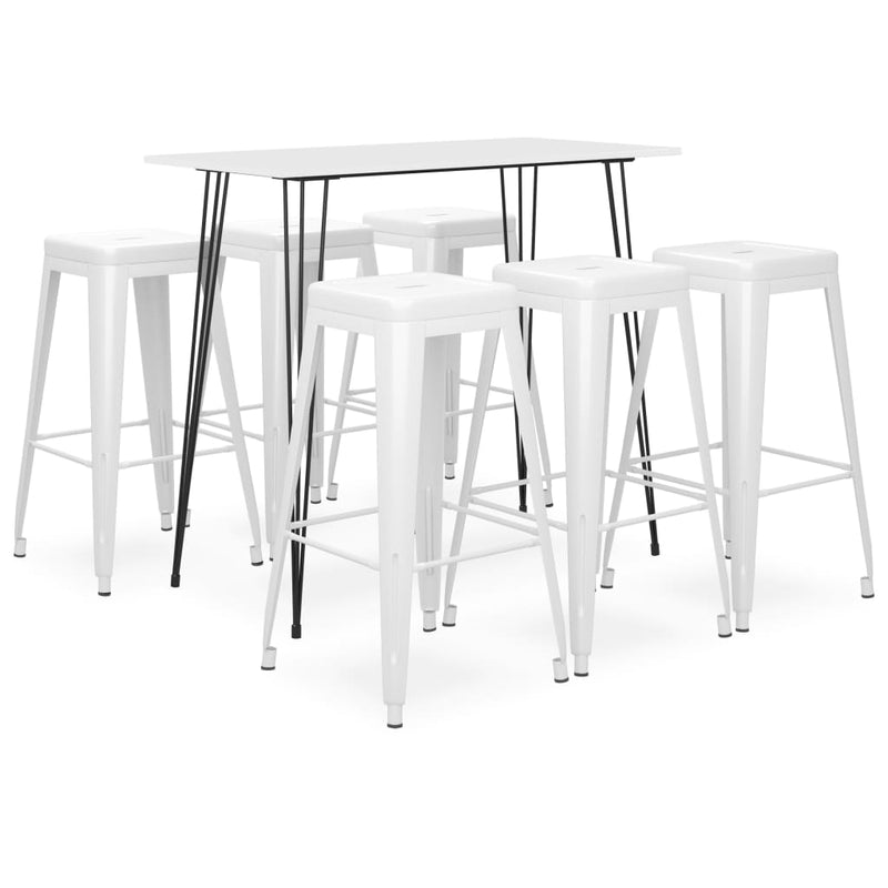 7 Piece Bar Set White