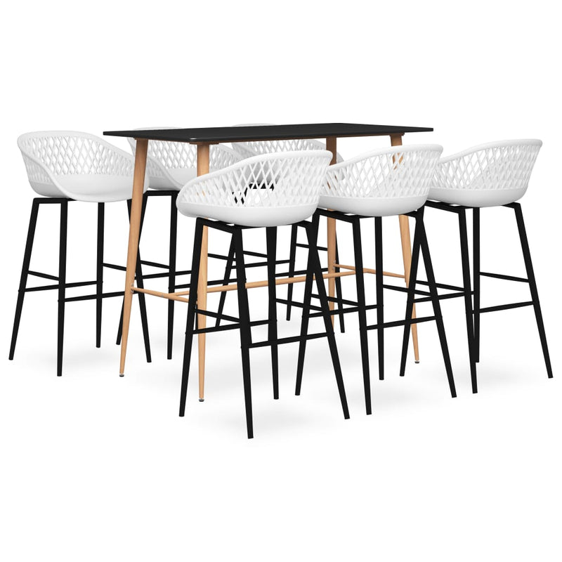 7 Piece Bar Set Black and White