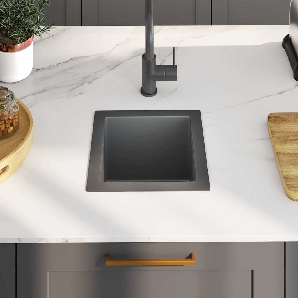 vidaXL Handmade Kitchen Sink Black Stainless Steel 3