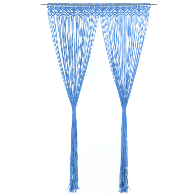 Macrame Curtain Blue 140x240 cm Cotton