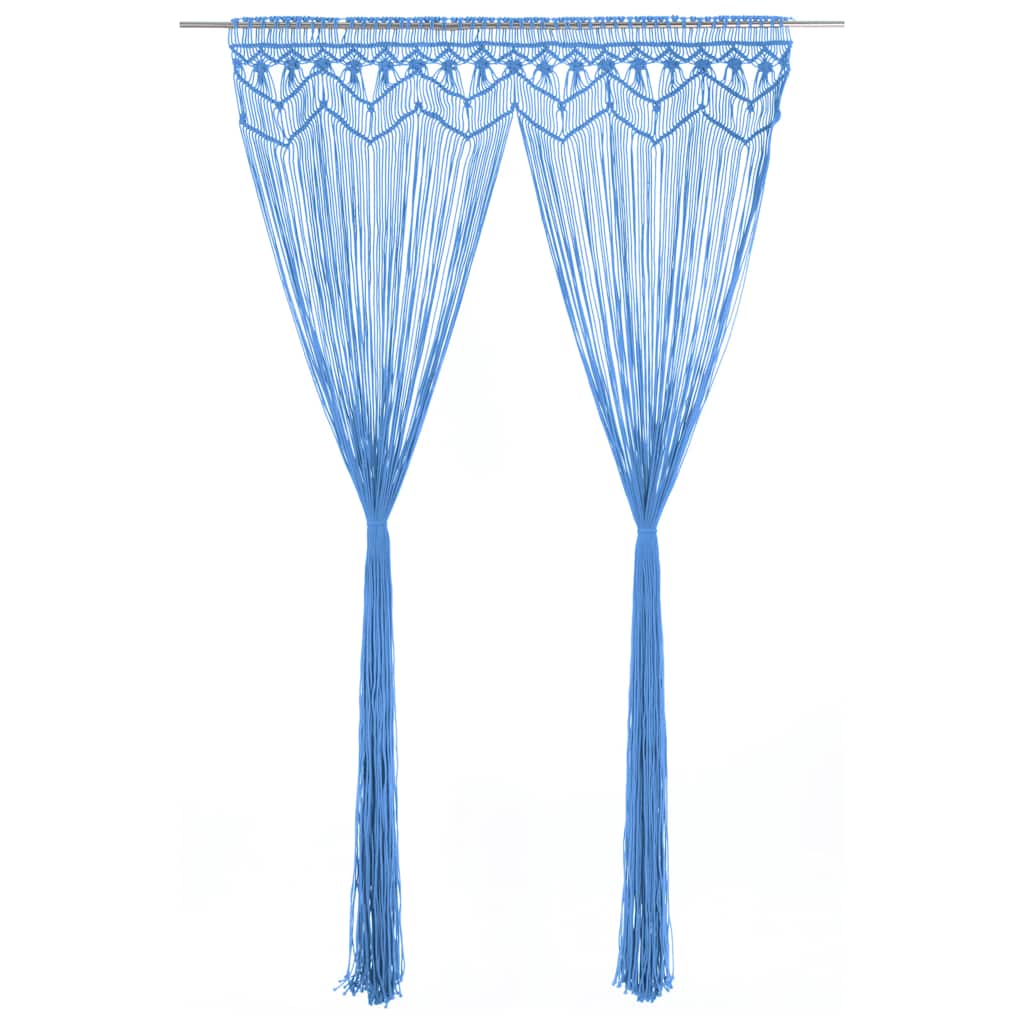vidaXL Macrame Curtain Blue 140x240 cm Cotton 1