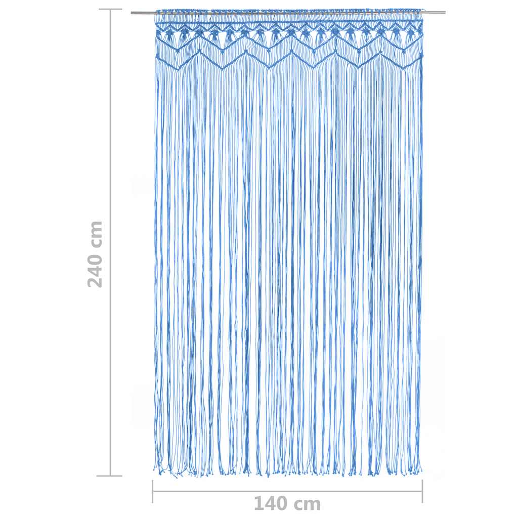 vidaXL Macrame Curtain Blue 140x240 cm Cotton 5