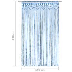vidaXL Macrame Curtain Blue 140x240 cm Cotton 5