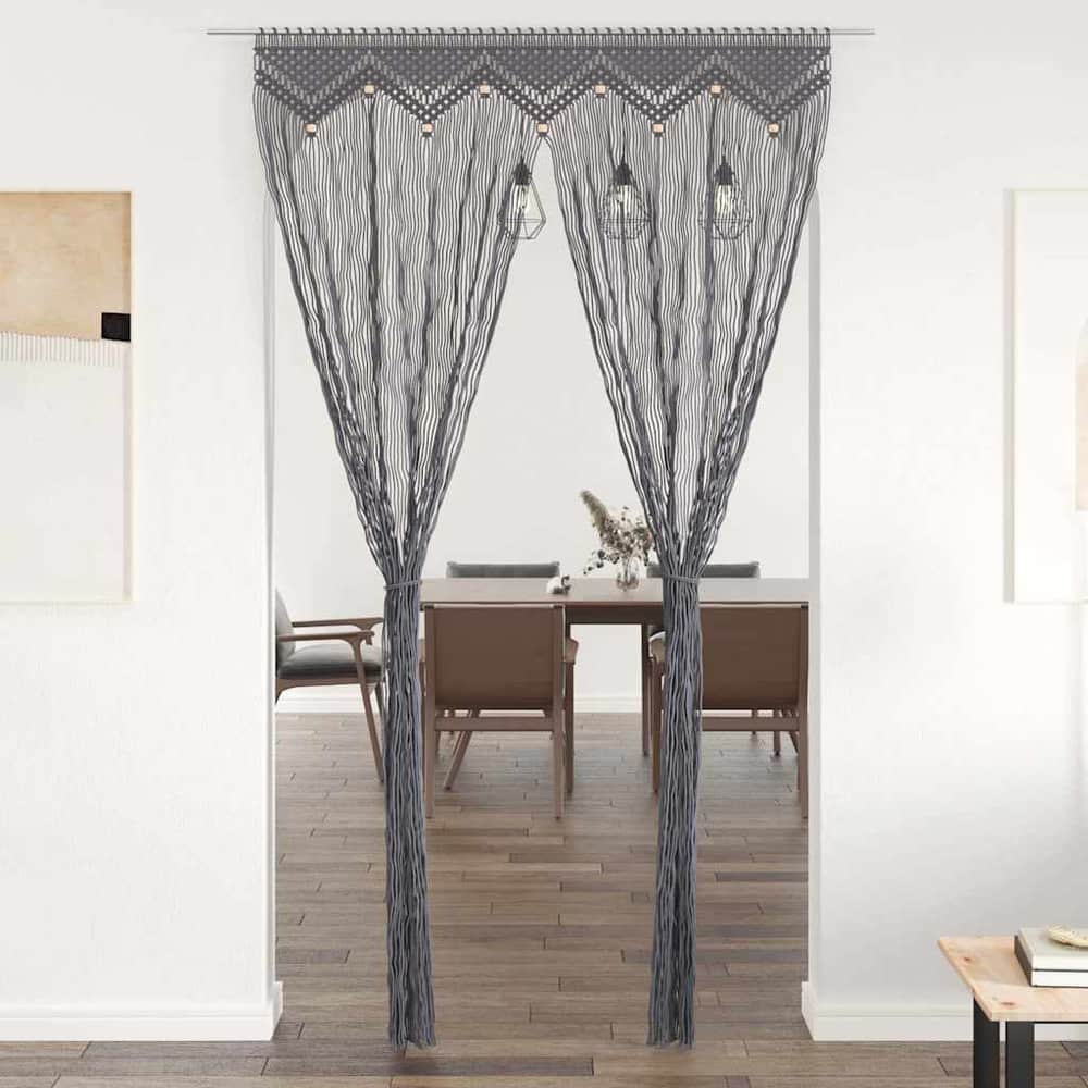 Macrame Curtain 140x240 cm Cotton Anthracite