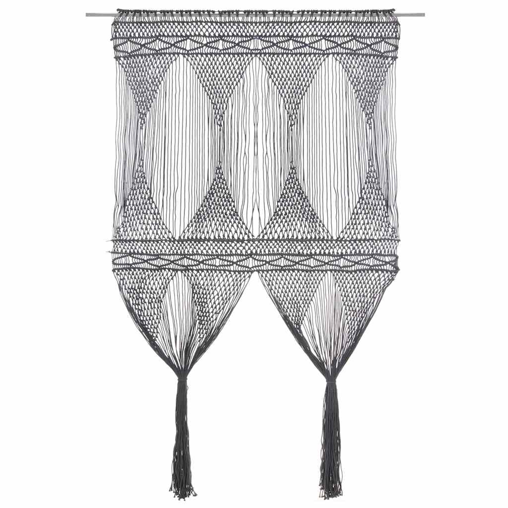 vidaXL Macrame Curtain Anthracite 140x240 cm Cotton 2