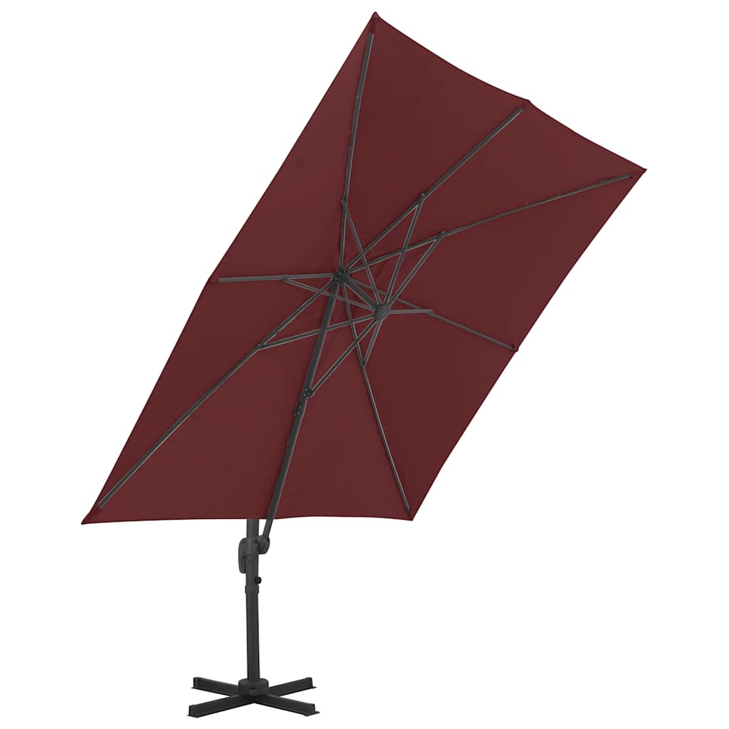 vidaXL Cantilever Garden Parasol with Aluminium Pole Bordeaux Red 400x300 cm 3