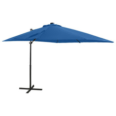 vidaXL Cantilever Garden Parasol with Pole and LED Lights Azure Blue 250 cm 1