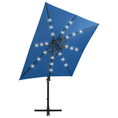 vidaXL Cantilever Garden Parasol with Pole and LED Lights Azure Blue 250 cm 3