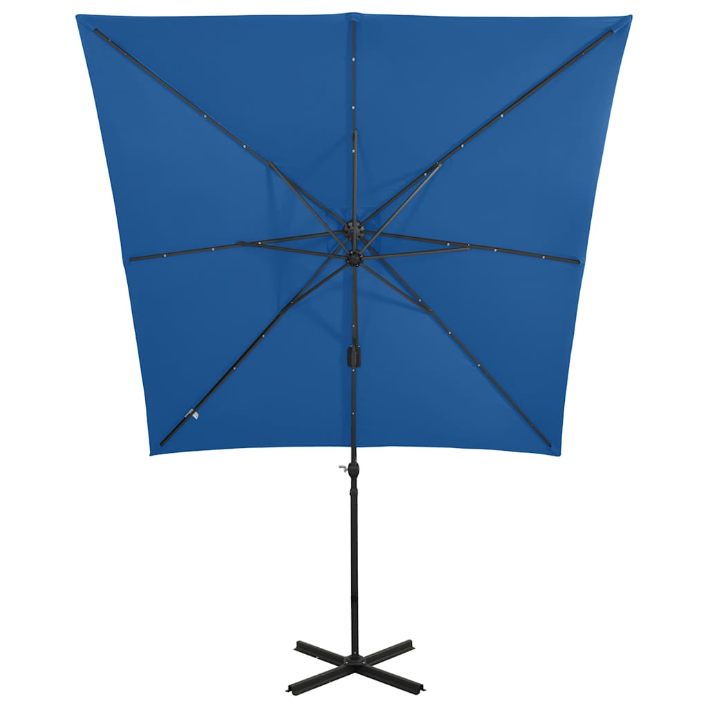 vidaXL Cantilever Garden Parasol with Pole and LED Lights Azure Blue 250 cm 5