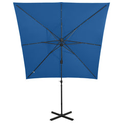 vidaXL Cantilever Garden Parasol with Pole and LED Lights Azure Blue 250 cm 5