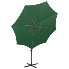 vidaXL Cantilever Garden Parasol with Pole and LED Lights Green 300 cm 4