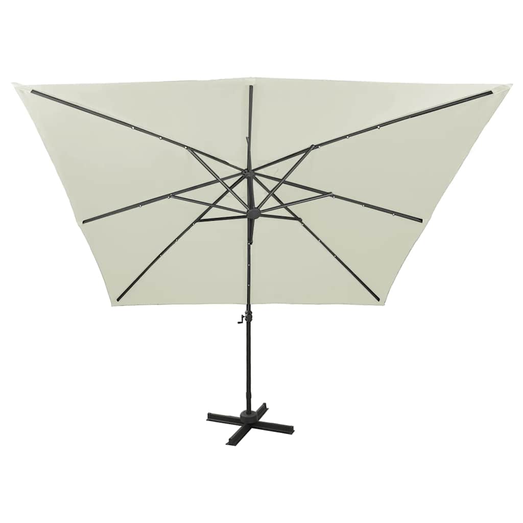vidaXL Cantilever Garden Parasol with Pole and LED Lights Sand 300 cm 3