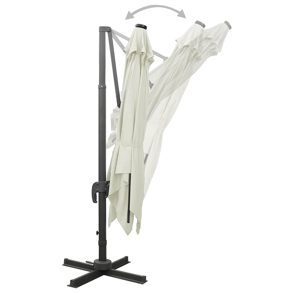 vidaXL Cantilever Garden Parasol with Pole and LED Lights Sand 300 cm 6