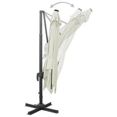 vidaXL Cantilever Garden Parasol with Pole and LED Lights Sand 300 cm 6