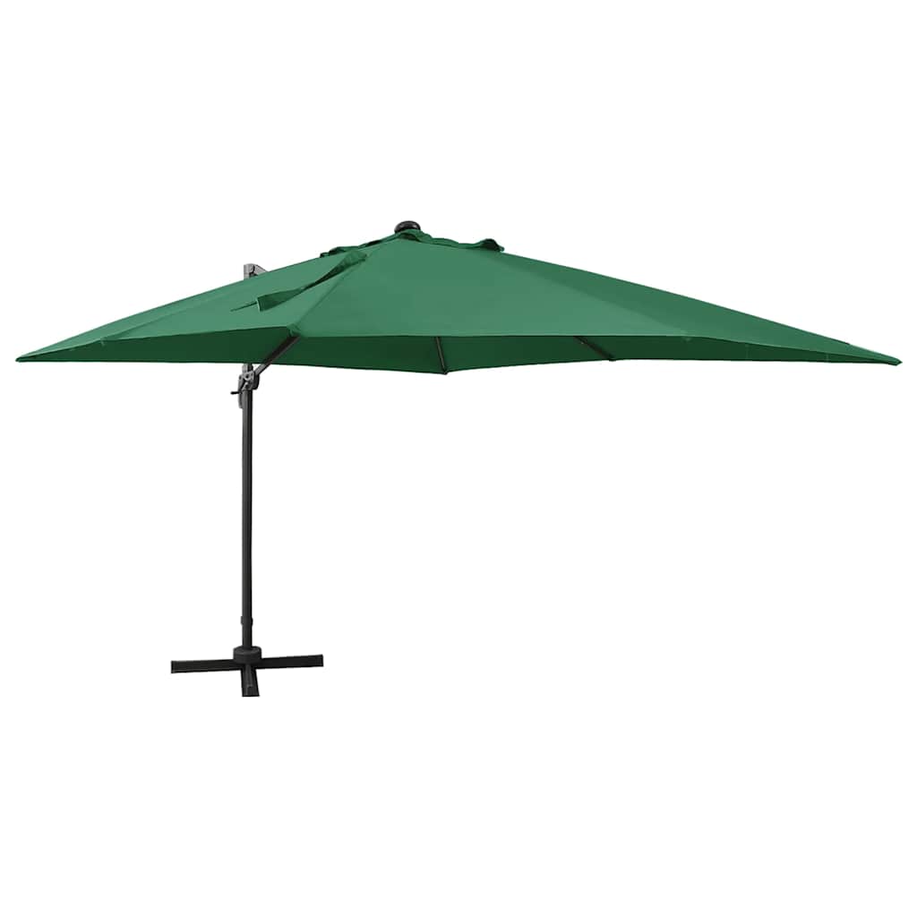 vidaXL Cantilever Garden Parasol with Pole and LED Lights Green 300 cm 1