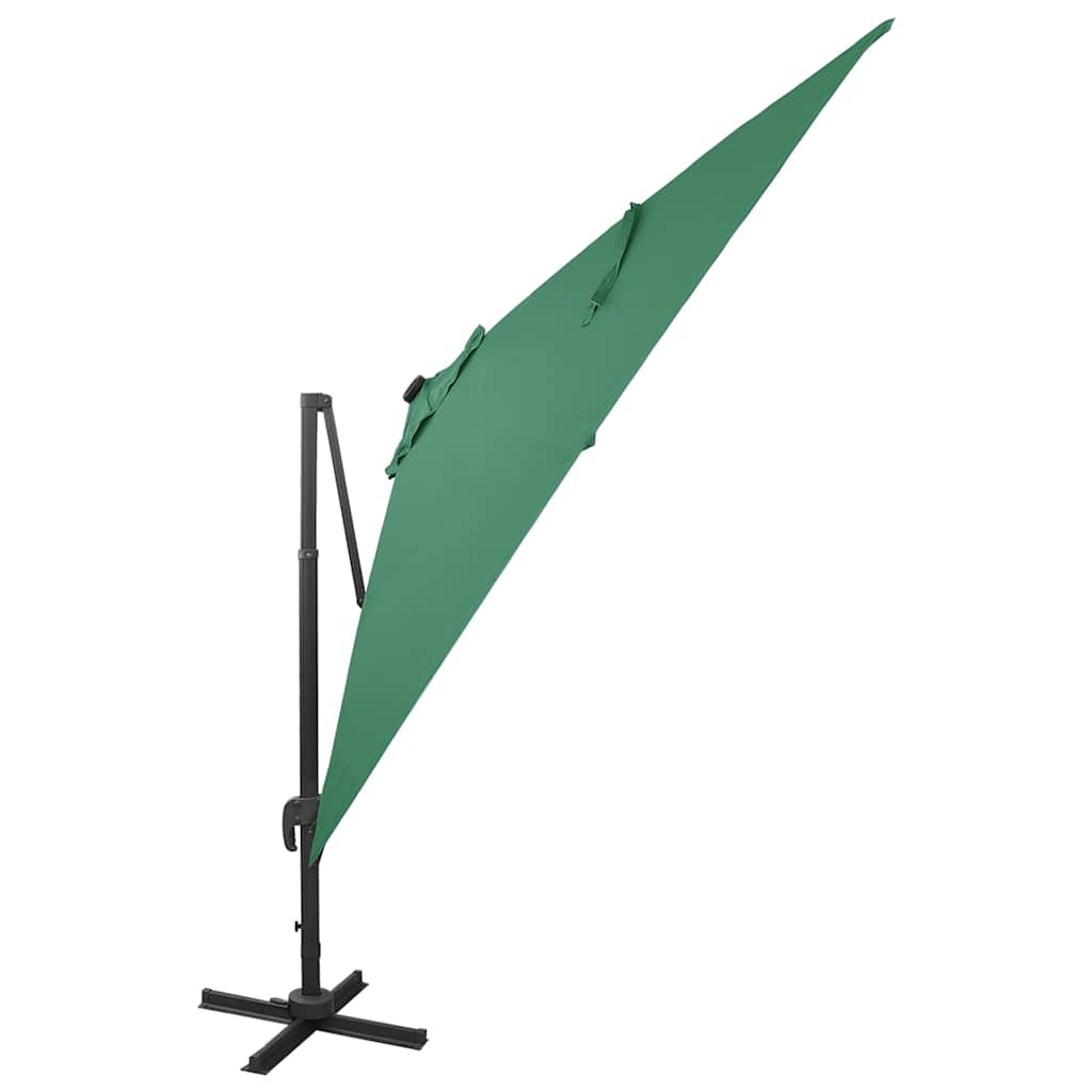 vidaXL Cantilever Garden Parasol with Pole and LED Lights Green 300 cm 2