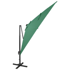 vidaXL Cantilever Garden Parasol with Pole and LED Lights Green 300 cm 2
