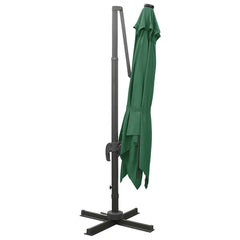 vidaXL Cantilever Garden Parasol with Pole and LED Lights Green 300 cm 3