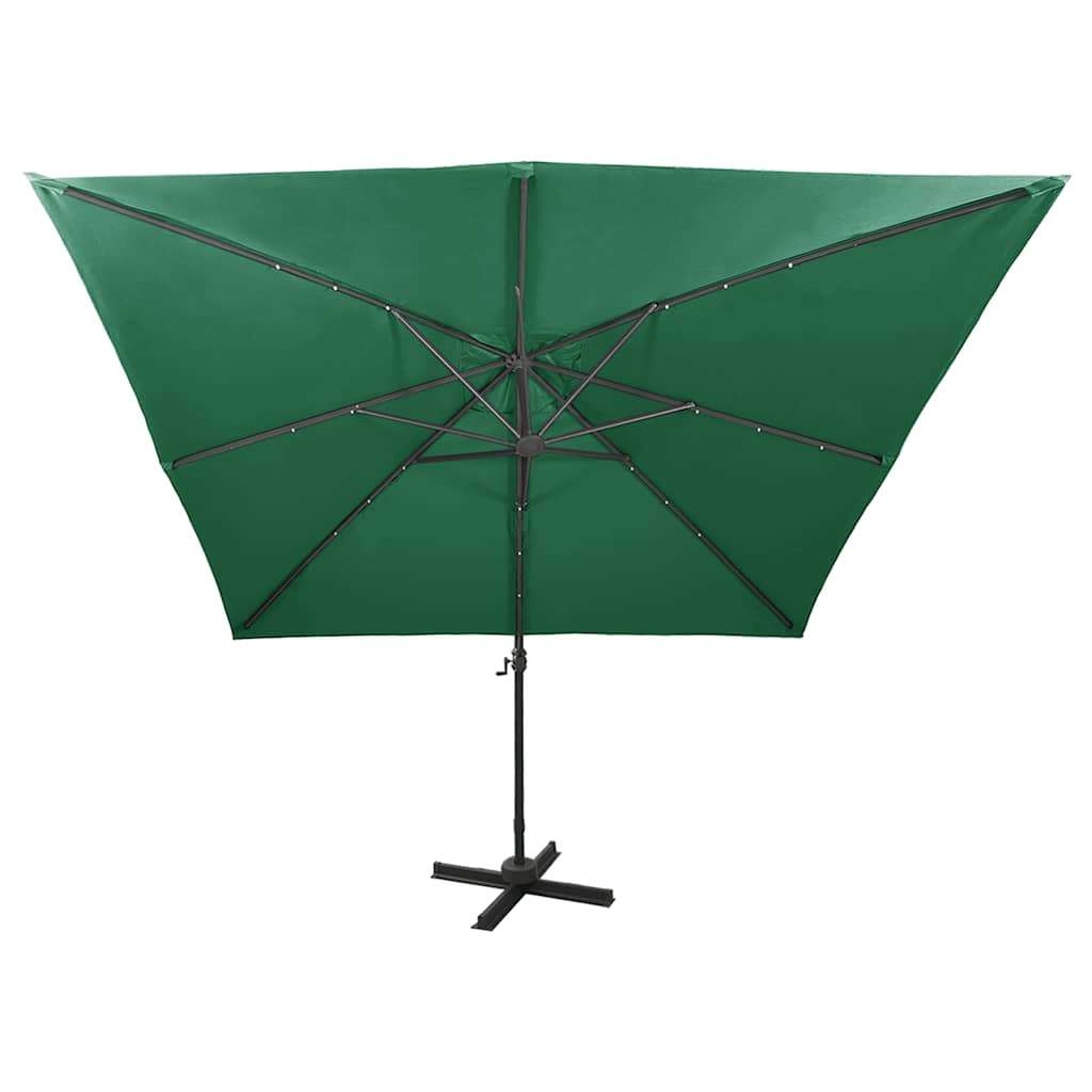 vidaXL Cantilever Garden Parasol with Pole and LED Lights Green 300 cm 4