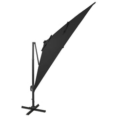 vidaXL Cantilever Garden Parasol with Pole and LED Lights Black 300 cm 2